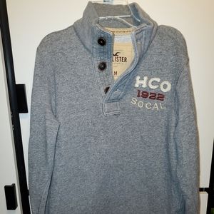 Hollister Gray Sweatshirt with Quarter Buttons